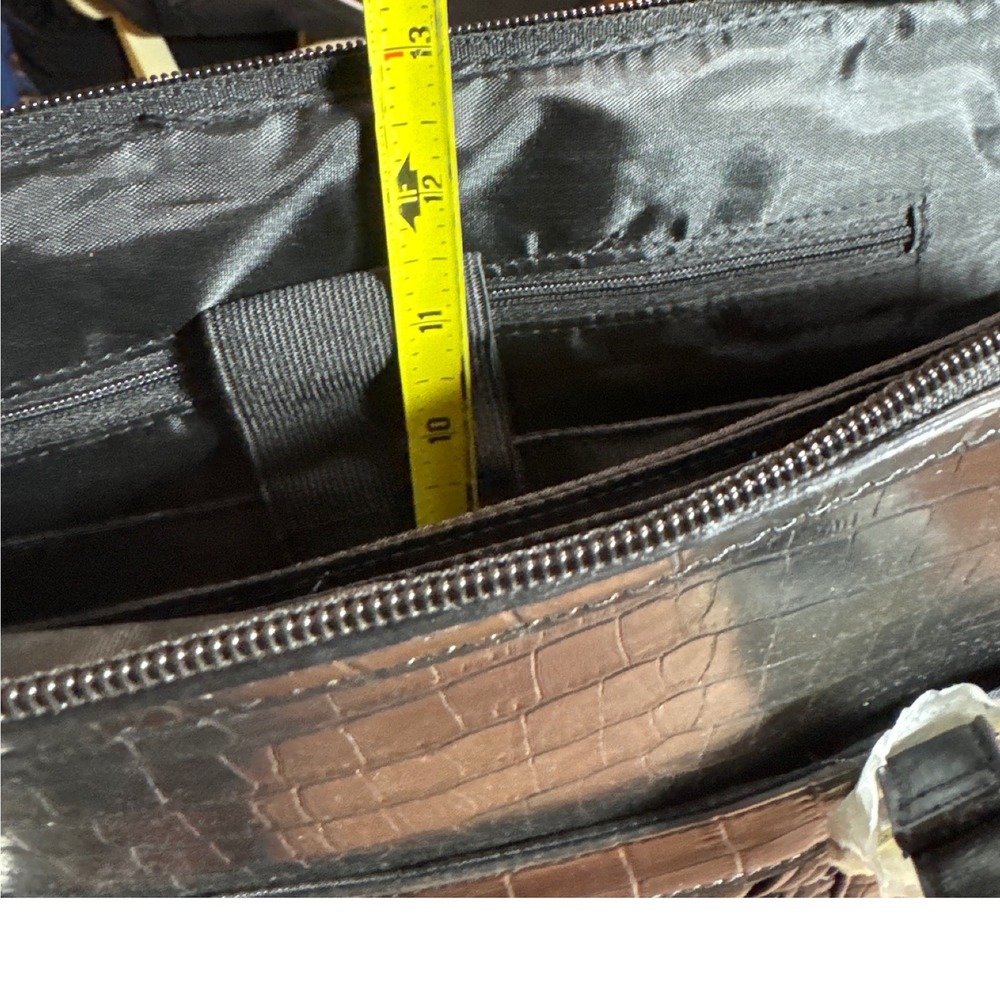 Coldwater Creek Hampton Computer Bag Black Woven Croc Embossed Laptop Tote NWT - Picture 12 of 12
